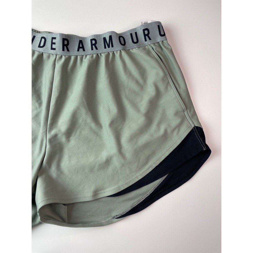 Under Armour HeatGear Shorts Womens XXL Green Black Running Athletic Training - Picture 2 of 10